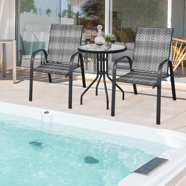 Set of 6 Outdoor PE Wicker Stackable Chairs, Patio Dining Chairs with Sturdy Steel Frame