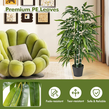 2 Pack Tall Fake Bamboo Artificial Potted Tree with 3 PE Trunk