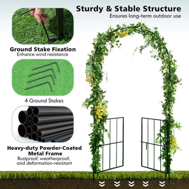 Garden Arch Arbor Trellis with Gate for Wedding Party Ceremony Decor