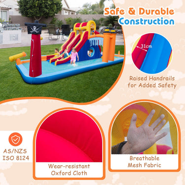 6-In-1 Inflatable Water Slide Kids Water Park with 2 Slides and Climbing Wall