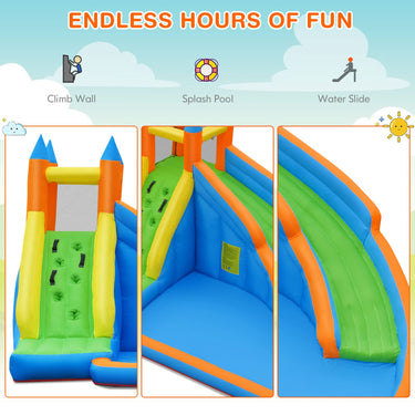 Inflatable Water Slide with Climb Wall for Indoor/Outdoor Use with Blower