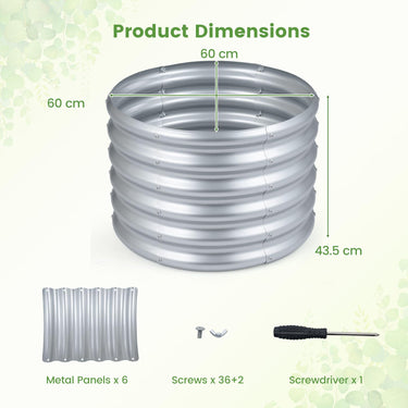 Galvanized Raised Garden Bed, Round/Rectangular Outdoor Planter Box