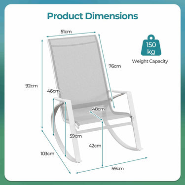 2 Pieces Patio Rocking Chairs, Outdoor Sling Fabric Rockers w/Ergonomic Backrest & Seat - PatiojoyAU