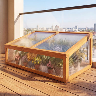 Wood Cold Frame Greenhouse with Transparent Flip-top Roof, Small Indoor Outdoor Hot House
