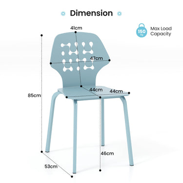 Modern Metal Dining Chair Set of 4 with Hollowed Backrest