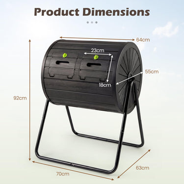 142L Large Outdoor Compost Bin w/Dual Chambers, 2 Lockable Doors, Efficient 360° Rotating Batch Composter