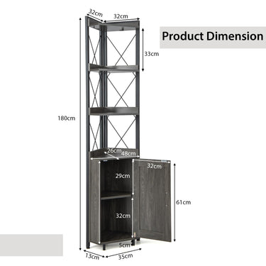 6-Tier Corner Bookcase with 5-Level Adjustable Shelf and Anti-Tipping Kits
