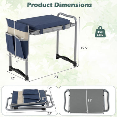 Foldable Garden Kneeler and Seat, 11" Wide 2-in-1 Gardening Bench