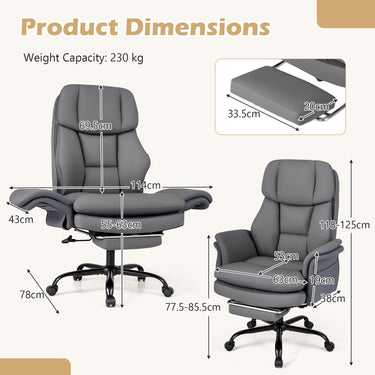 Ergonomic Cross Legged Office Chair with Retractable Footrest and 5 Wheels