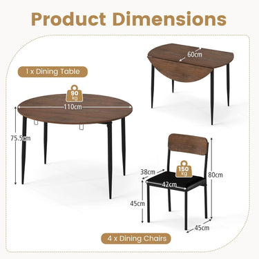 5-Piece Dining Furniture Set with Tabletop