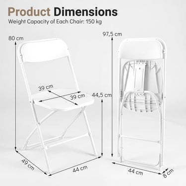 4 Pack Portable and Foldable PP Chairs with Heavy Duty Metal Frame