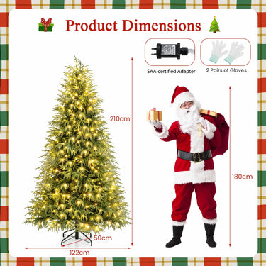 210cm Pre-Lit Artificial Christmas Tree with1083 Tips, 330 LEDs