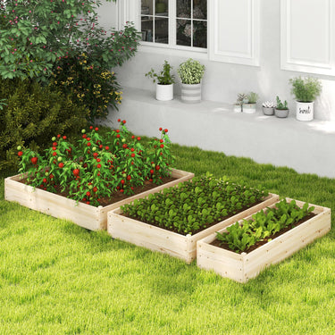3 Tiers Raised Garden Bed w/Trellis, Elevated Planting Frame