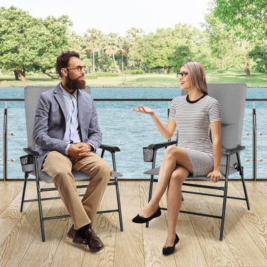 Padded Folding Portable Chair Camping Dining Outdoor Beach Chair Grey
