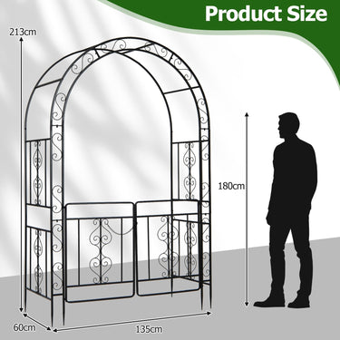 Garden Arch, Metal Arbor Trellis for Climbing Plants, Roses, Vines, Arched Top