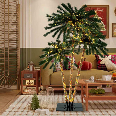 Artificial Lighted Palm Tree with Metal Base 157 Branch Tips