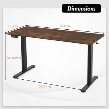 140cm x 60cm Electric Standing Desk with Memory Height Settings