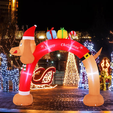 242CM Tall Christmas Inflatable Dachshund Arch with LEDs & Built-in Air Blower