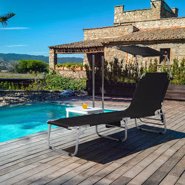 Outdoor Folding Chaise Lounge, Portable Reclining Chair w/ 5 Back Adjustable Positions - PatiojoyAU