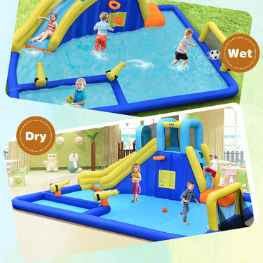 Inflatable Water Jumping House with Water Sprayers & Slide for Outdoor Play (without Blower)