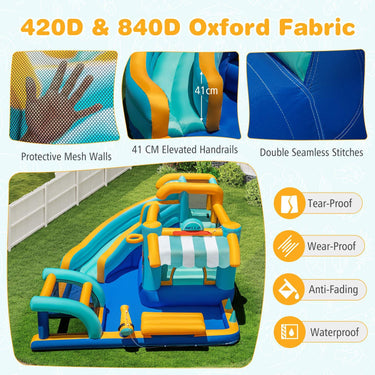 Inflatable Water Park with Market Stand and Climbing Wall