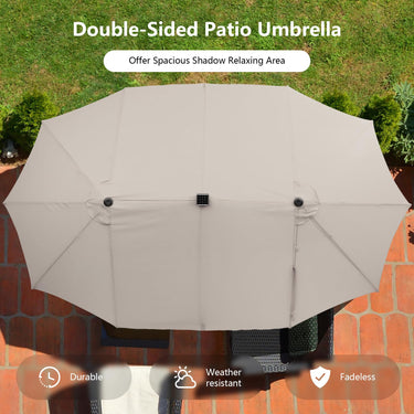 4.7M Double-Sided Patio Umbrella with Solar Lights, Oversized Outdoor Umbrella - PatiojoyAU