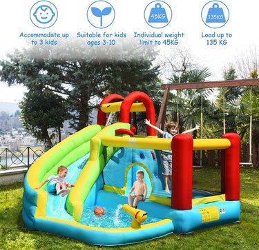 Inflatable Kids Water Slide Jumper Bounce House Splash Water Pool with Water Gun