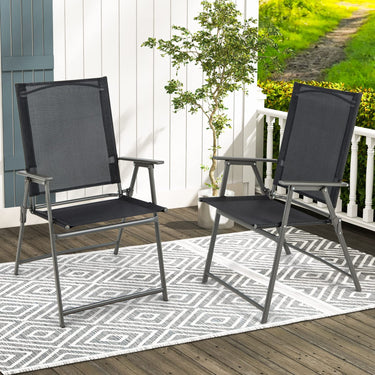 2 Pieces Patio Folding Chairs, Outdoor Patio Chairs with Rustproof Metal Frame