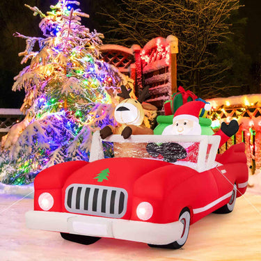 2.35M Long Christmas Inflatable Santa Claus with Gift Bag and 9 LED White Lights