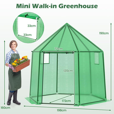 198 x 172 x 190cm Walk-in Greenhouse, Portable Outdoor Warm House for Winter