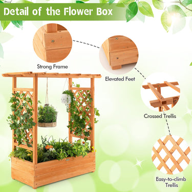 Raised Garden Bed with Top & Side Trellis for Garden