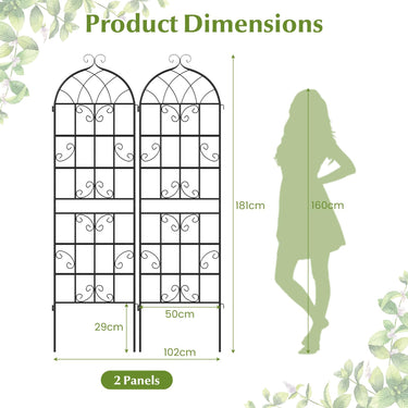 2 Panles Metal Garden Trellis for Outdoor Climbing Plants