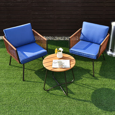 3 Pieces Patio Furniture Set, Outdoor Conversation Chair Set with Coffee Table