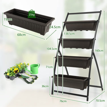 160 cm Vertical Raised Garden Bed, 4-Tier Elevated Planter Box