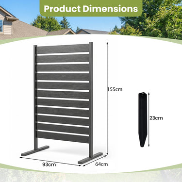 93x 155 cm (W x H) Outdoor Privacy Screen Fence, HIPS Garden Divider Panel w/Stakes & Base
