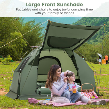 2-Person Camping Tent Cot with Air Mattress and Carry Bag for Picnic, Trip