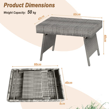 Outdoor Folding Wicker Table, Potable Rattan Coffee Table w/Large Weight Capacity - PatiojoyAU