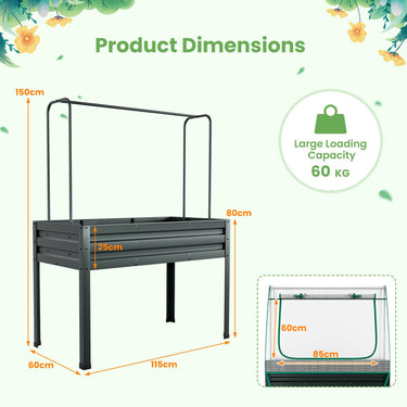 3-in-1 Raised Garden Bed with Greenhouse Cover and Trellis for Flower Herb Vegetable