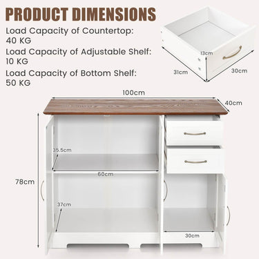 Modern Storage Buffet Cabinet with 2 Drawers and Adjustable Shelf