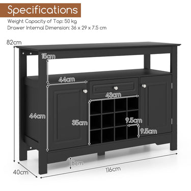 Modern Dining Buffet Cabinet with Wine Rack & 2 Cabinets & Drawer