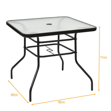 Rectangle Metal Coffee/Tea Table with Tempered Glass Top and Umbrella Hole