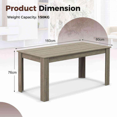 160 CM Modern Dining Table with Sturdy L-shaped Legs