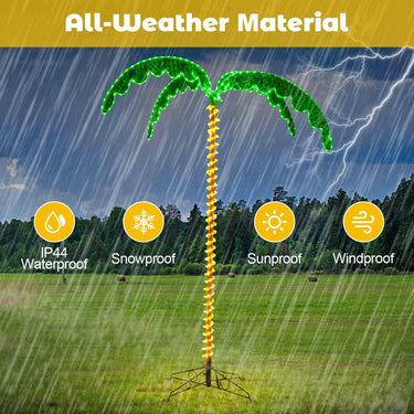 225cm Artificial Lighted Coconut Plam Tree with 4 Fronds & Metal Base