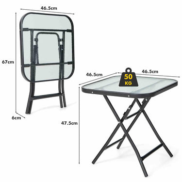 Folding Coffee Table with Tempered Glass Tabletop