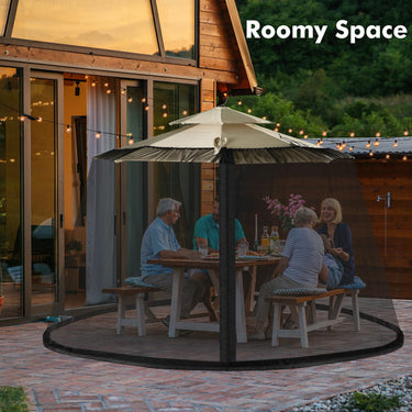 Umbrella Mosquito Netting, Patio Umbrella Mesh Screen W/ 2 Double-Zippered Doors - PatiojoyAU