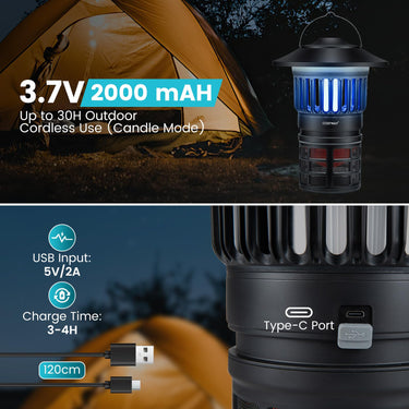 Rechargeable Electric Outdoor Fly Trap with Lantern and Candle Lamp