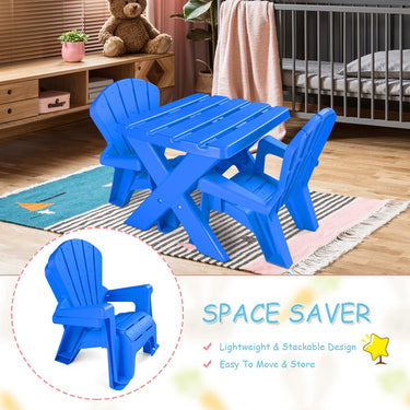 Kids Plastic Table with 2 Adirondack Chairs Set