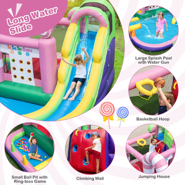 9-in-1 Sweet Candy Inflatable Water Slide Bounce House with Slide