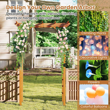 Garden Arch Wooden Arbor Outdoor Wood Trellis for Climbing Plants Wedding Arch for Ceremonies Parties