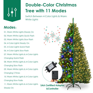 1.2/1.5/1.8/2.1/2.4 M Pre-Lit Artificial Christmas Tree with Multicolored LED Lights for Festival